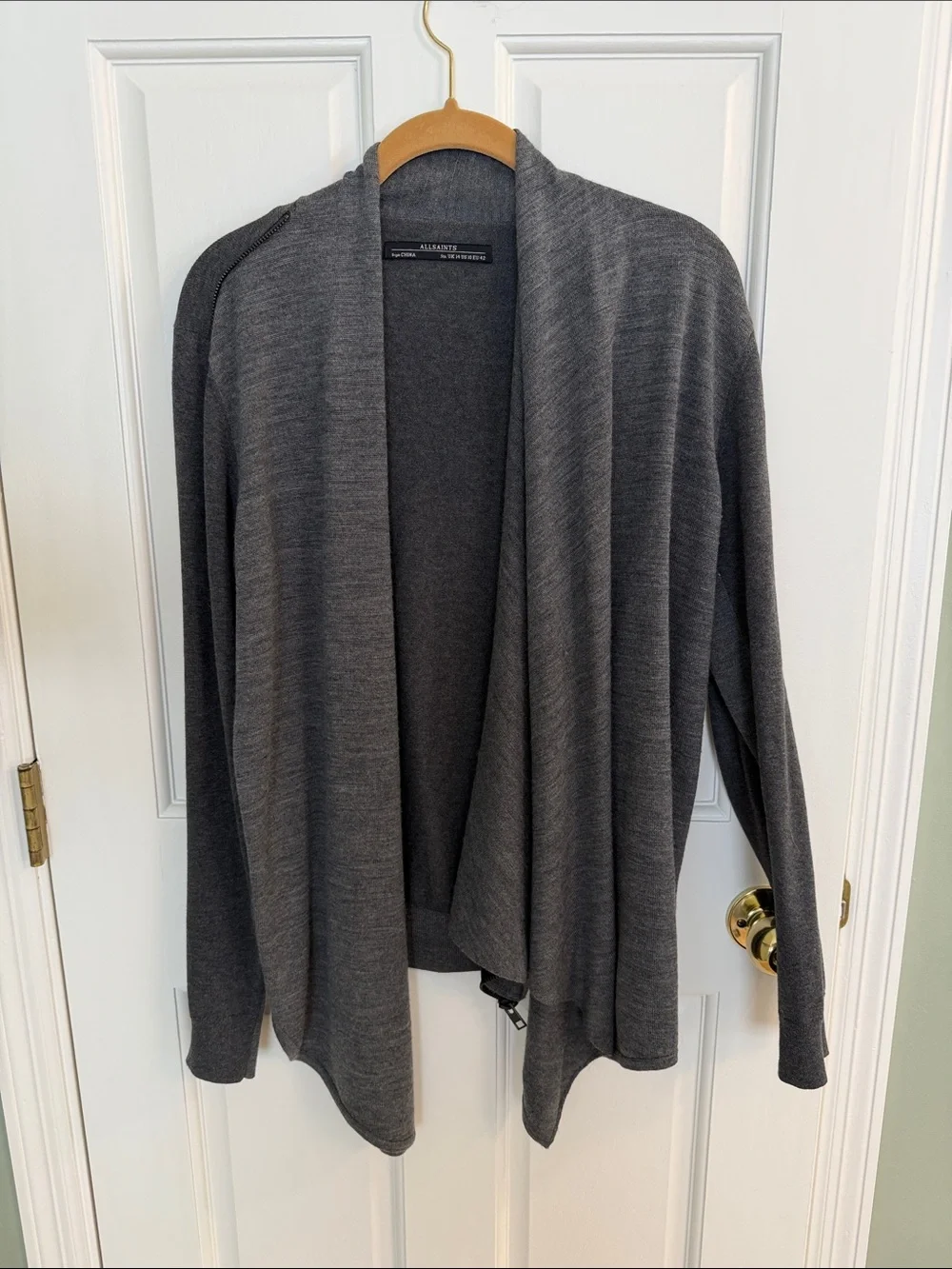 All Saints Charcoal Gray Draped  Sweater